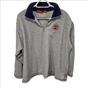 Coca Cola Vintage Gray Fleece 1/4 Zip-Up Sweater with Navy Collar